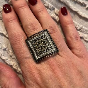 3/$15 - Adjustable Cocktail Ring with Small Rhinestones